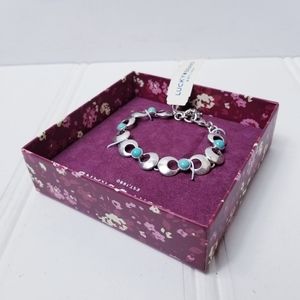 Lucky Brand Silver Bracelet Turquoise Stones NWT Adjustable Link Chain Jewelry